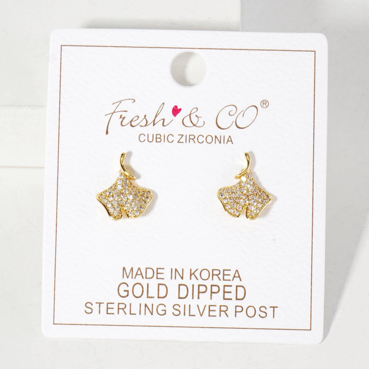 Micro-Pave-Set 13mm Ginkgo Leaf Stud Earrings