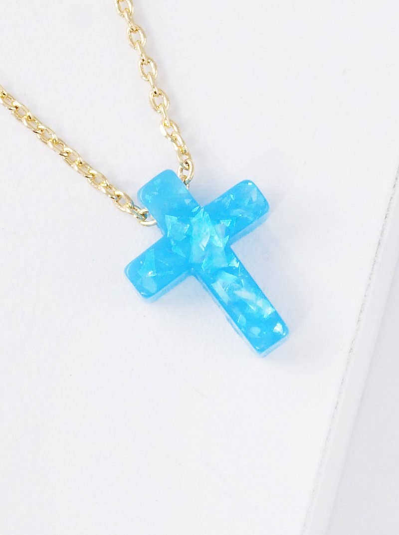 Gold Plated Opal Cross Necklace