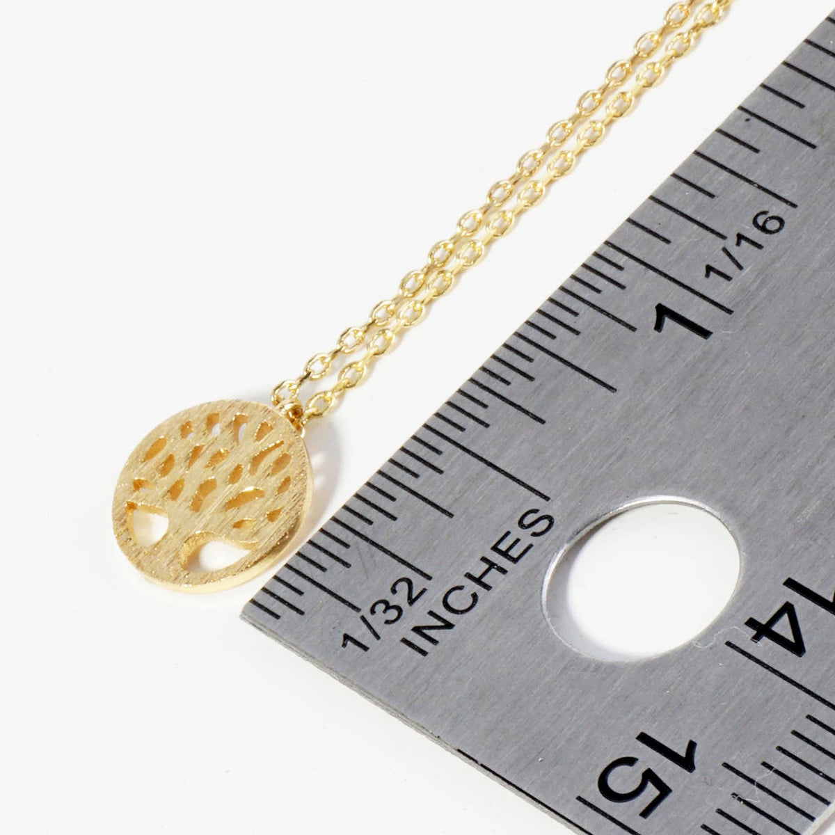 Brushed Brass Tree of Life Pendant Necklace