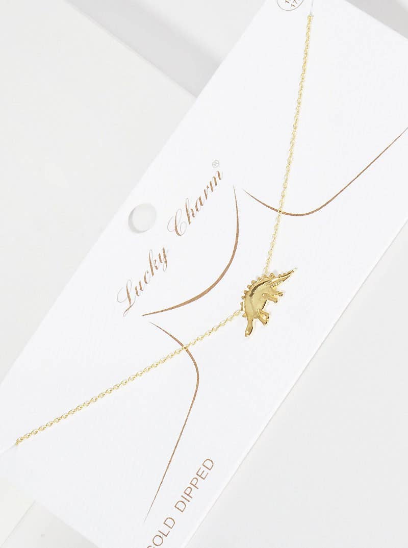 Gold Stegosaurus Dinosaur Necklace