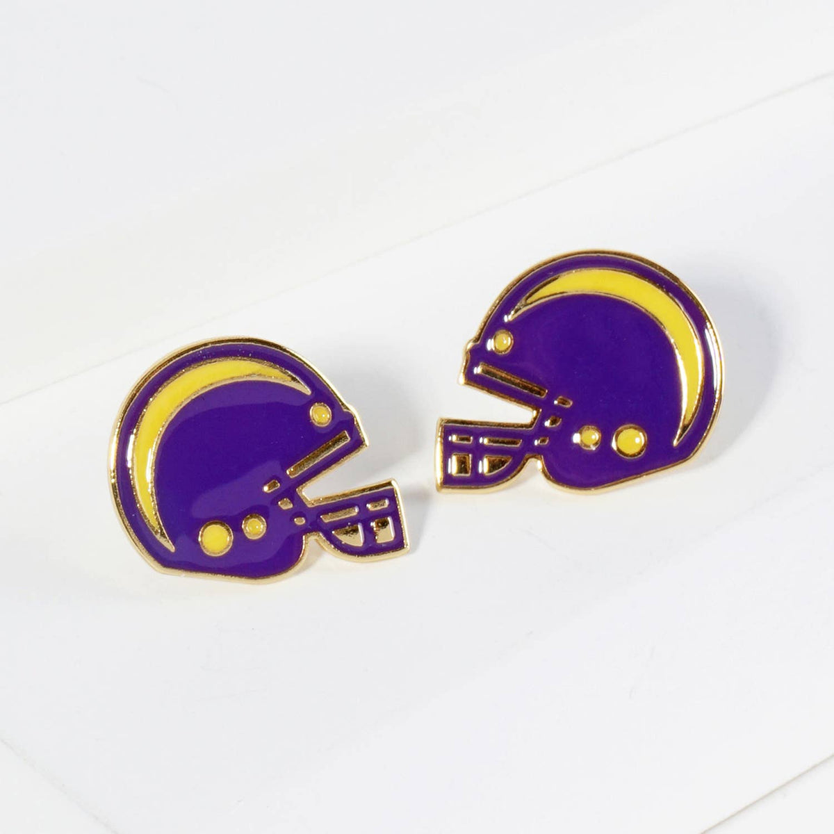 18K Gold Dipped Enamel Football Helmet Game Day Stud Earring