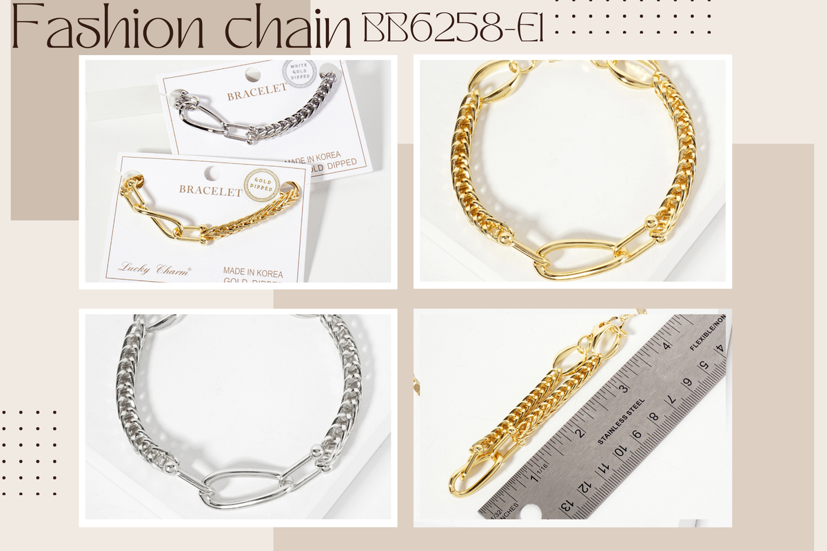 Interlocking Oval and HardWear Links Wheat-Chain Bracelet
