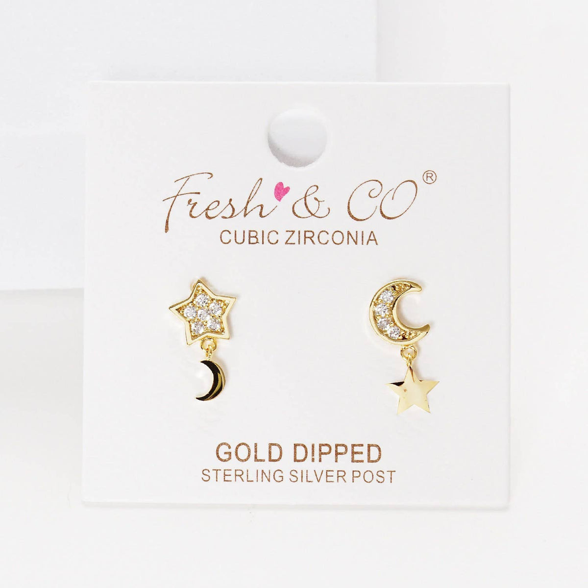 Gold Stars and Moon Dangle Earrings