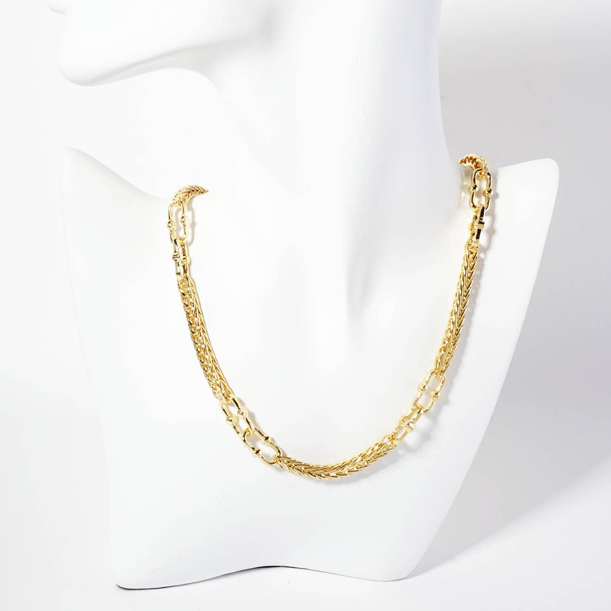 18K-Gold-Dipped Polished Brass 5mm Wheat-Chain Necklace