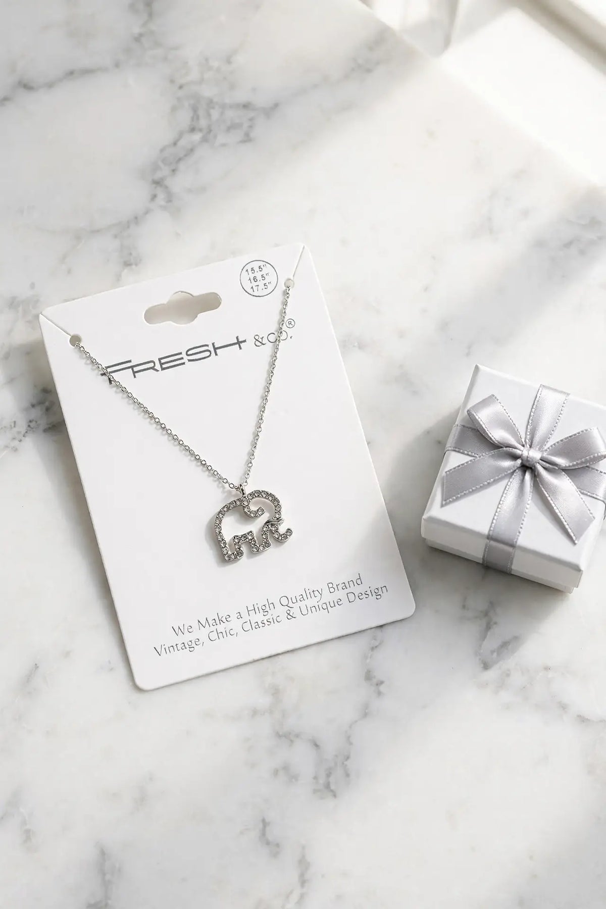 Crystal Elephant Pendant Necklace – Open-Outline Elephant