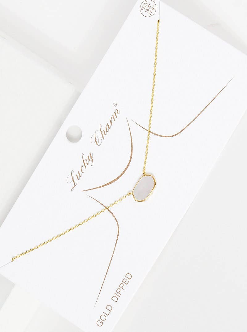 White Shelled Hexagon Necklace