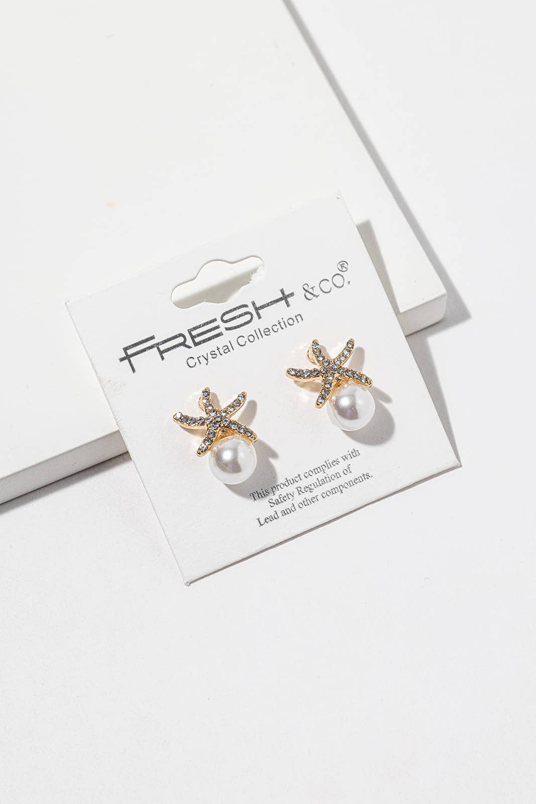 Starfish Pearl Stud Earrings – Crystal Starfish with Pearl