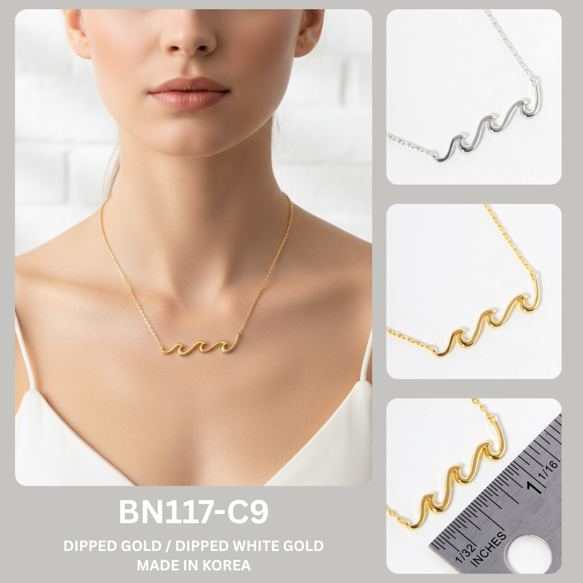 Minimalist Wave Pendant Necklace
