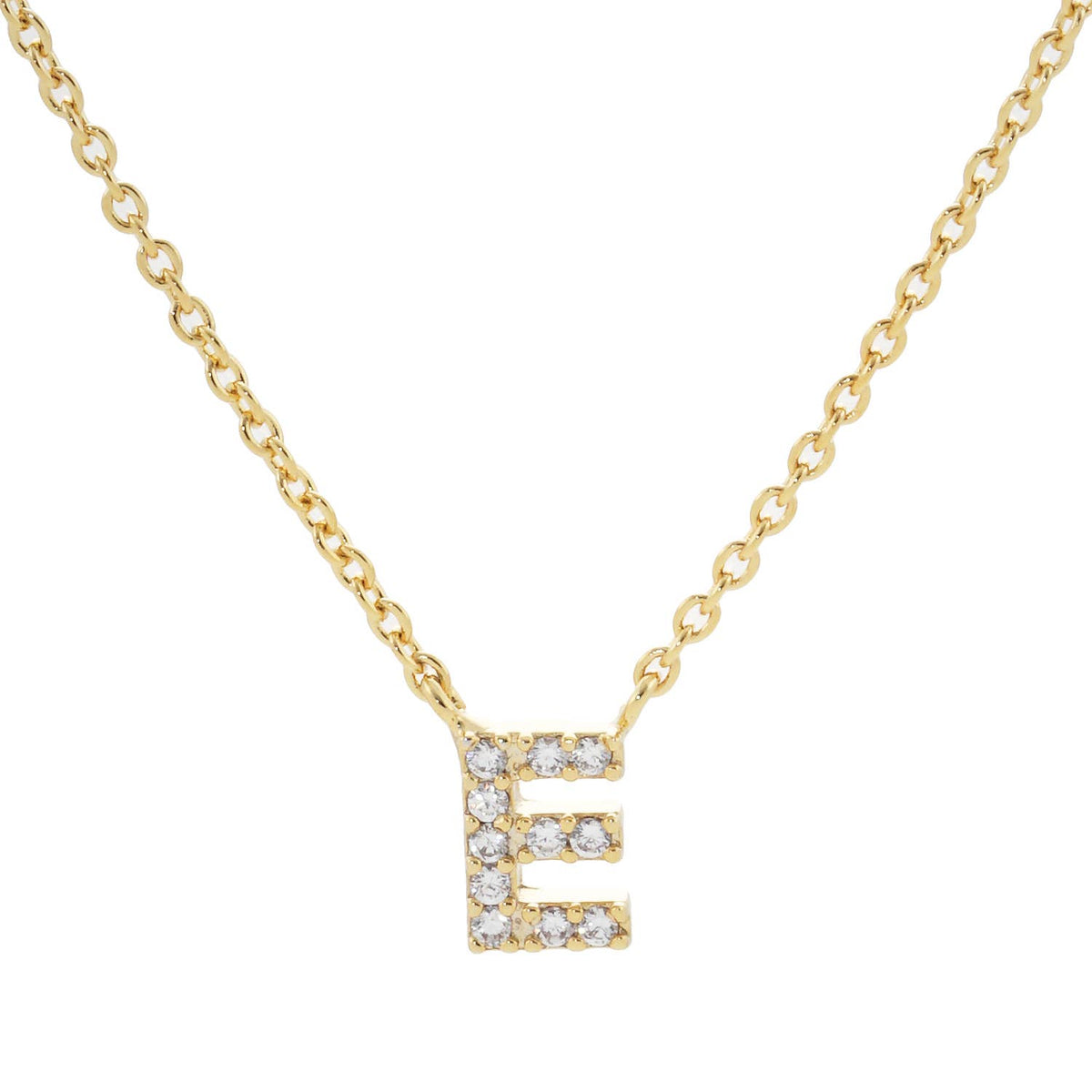 18K Gold Dipped Micro CZ Pave Initial Pendant Necklace