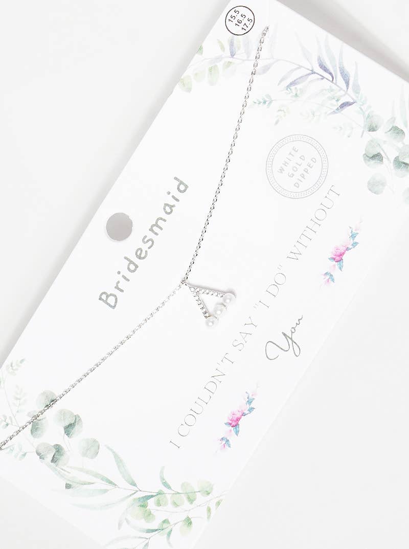 Bridesmaid Pearl & Pavé V-Triangle Pendant Necklace