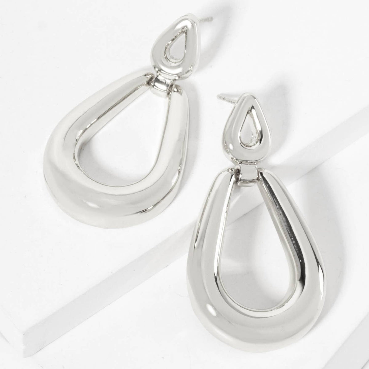 Polished Brass Cutout Double Teardrop Dangle Earrings