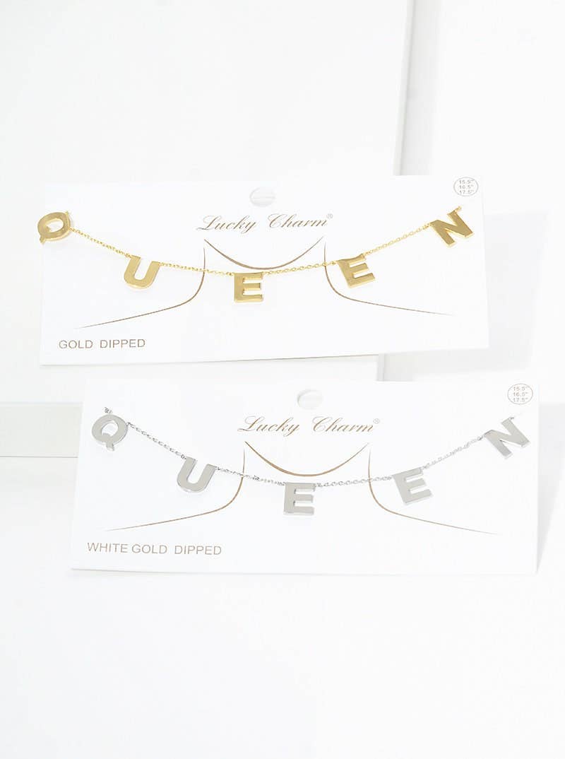 Mini Spaced Letter Queen Necklace