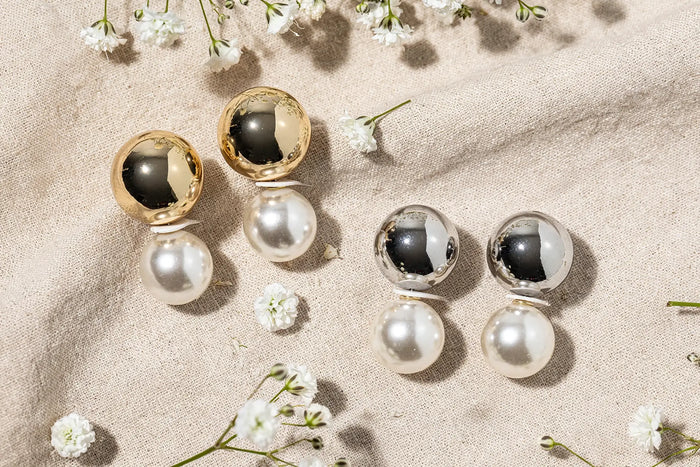 Jumbo Double-Sided Ball Stud Earrings – Statement Pearl