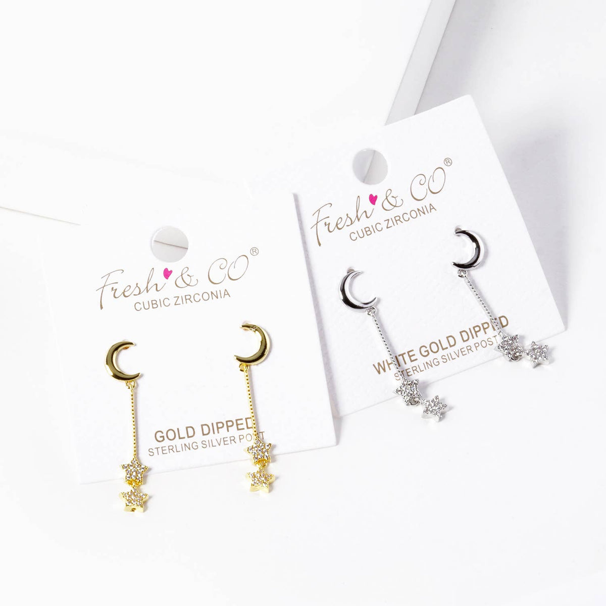 Celestial Moon & Dainty Star Drop Earrings
