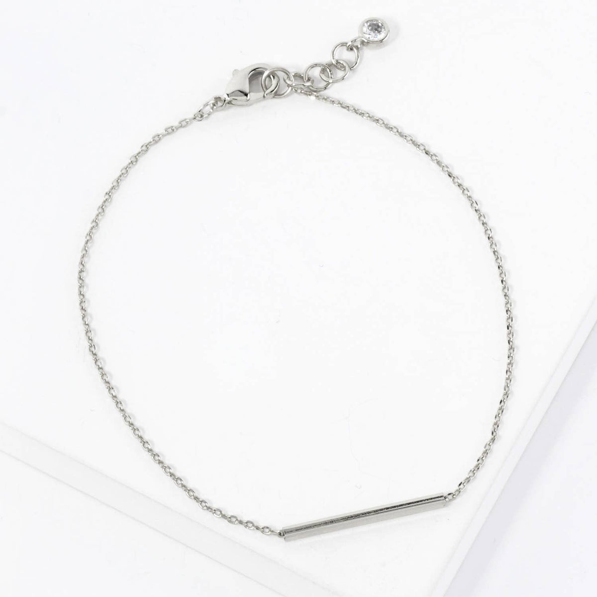 Minimalist Polished Brass Horizontal Bar Chain Bracelet