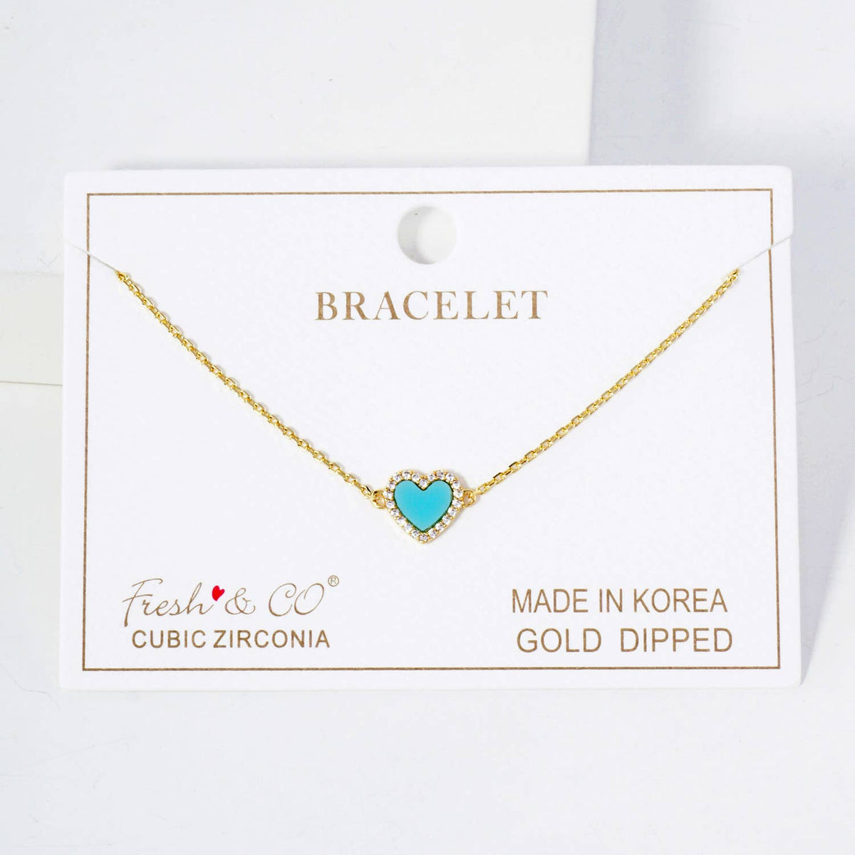Pave-Set Cubic-Zirconia 9mm Heart Charm Chain Bracelet