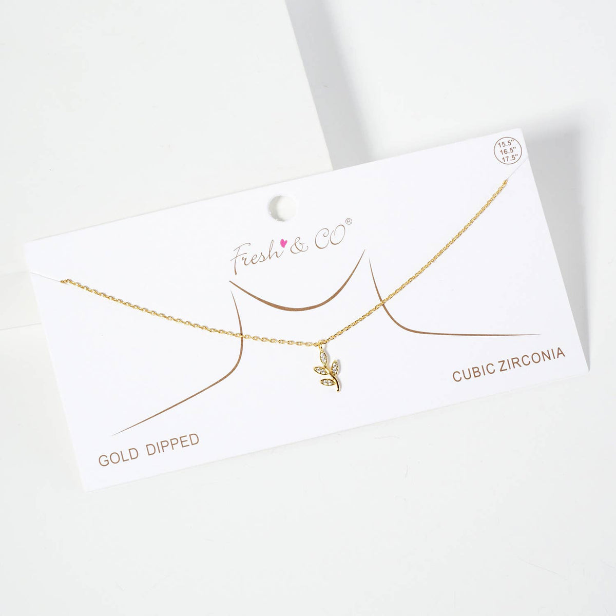 Delicate Cubic Zirconia Leaf Branch Pendant Necklace