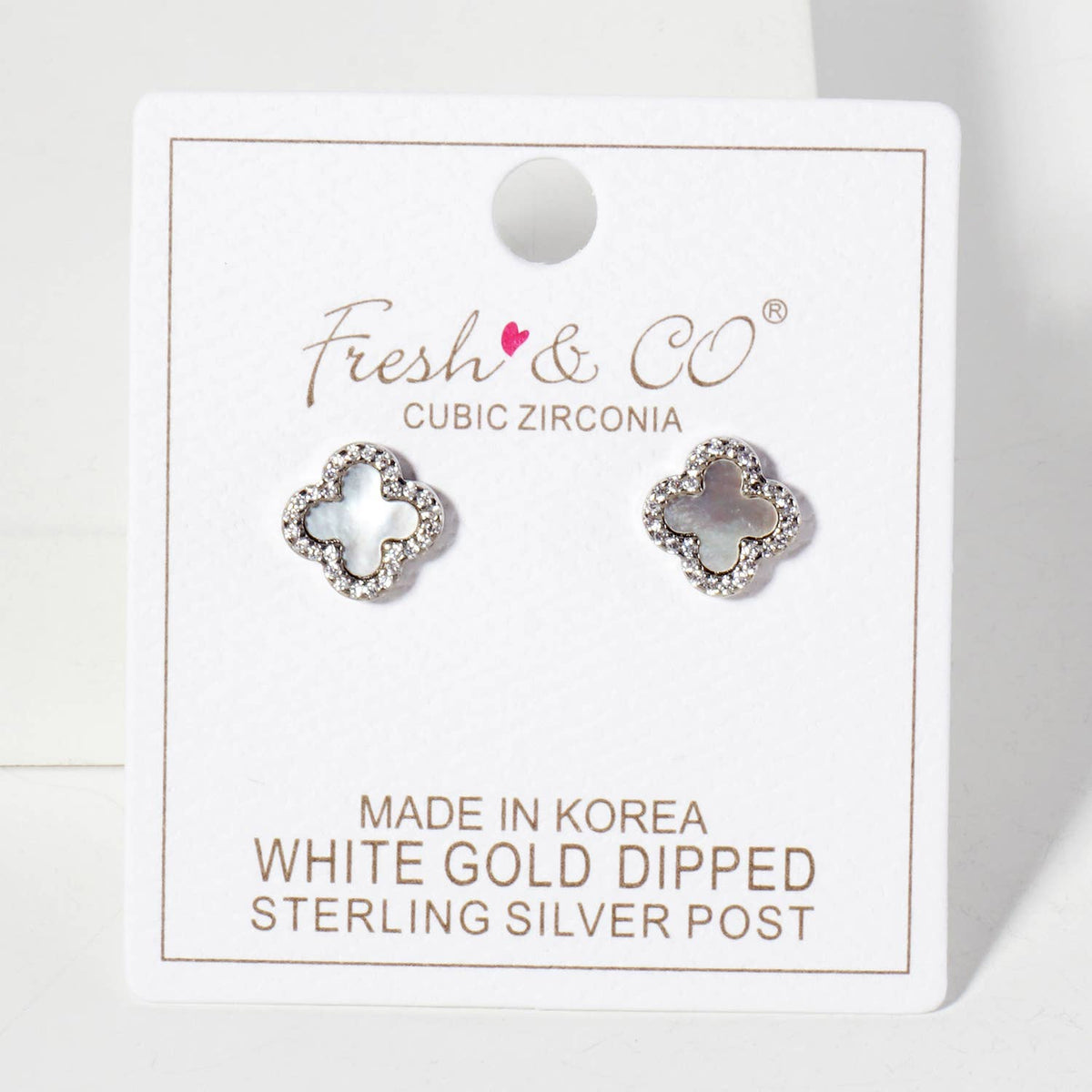 Pave-Set Cubic-Zirconia 11mm Quatrefoil Stud Earrings