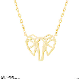 Geometric Origami Elephant Pendant Necklace
