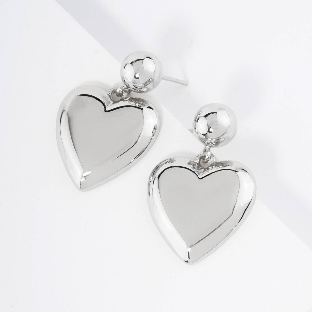 Heart Drop Dangle Post Earrings / 18K Gold Dipped