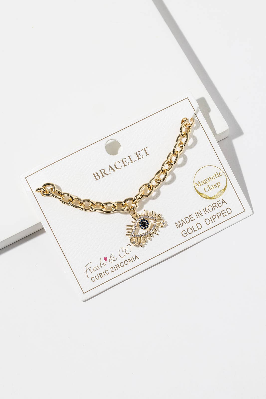 Pave Evil Eye Link Bracelet with Magnetic Clasp