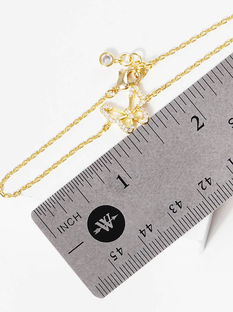 Dainty Pave Butterfly Chain Bracelet