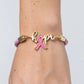 Hope Pink Ribbon Bracelet – Gold-Dipped Braided Script Charm