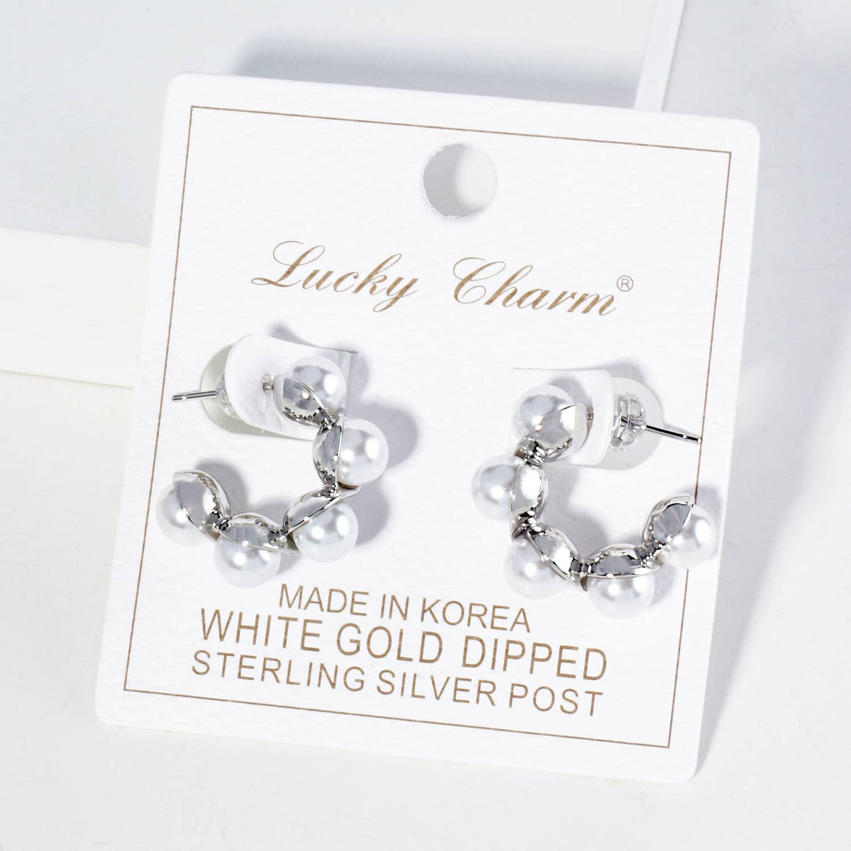18K Gold Dipped 20mm Pearl Beaded Hoop Earrings