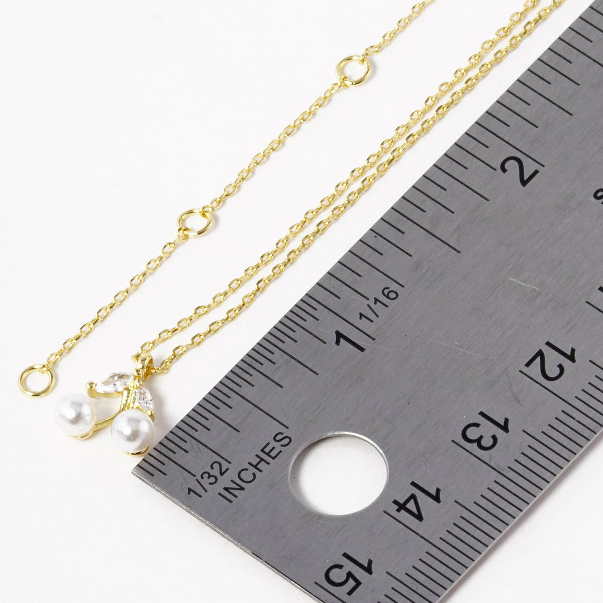 Dainty Pearl Cherry Pendant Necklace