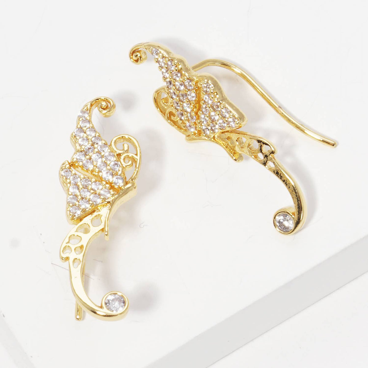 Pave Butterfly Wing Ear Crawlers