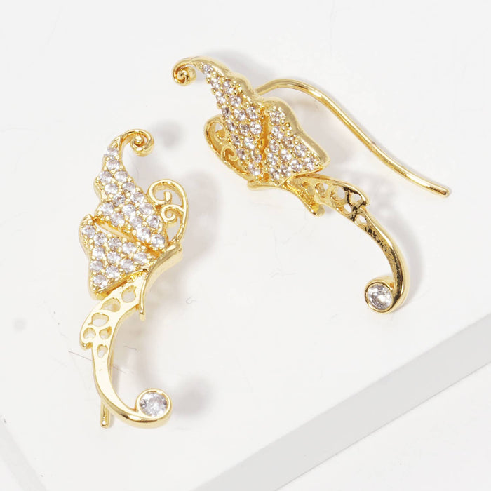 Pave Butterfly Wing Ear Crawlers