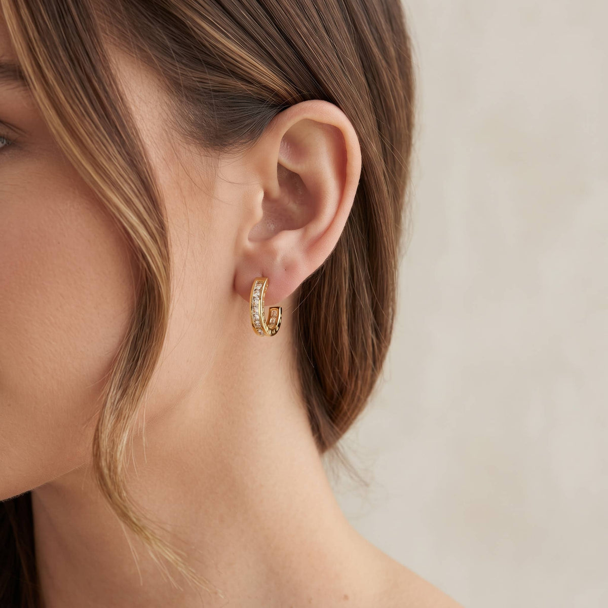 Dainty Pave Cubic Zirconia Huggie Hoops