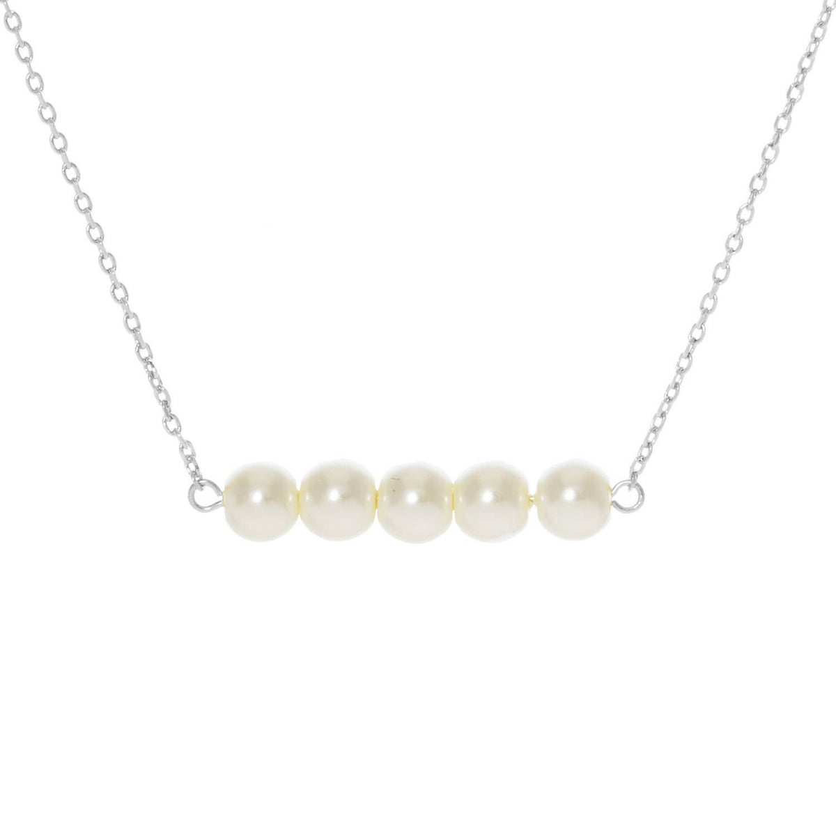 Gold 5 Beaded Freshwater Pearl Necklace