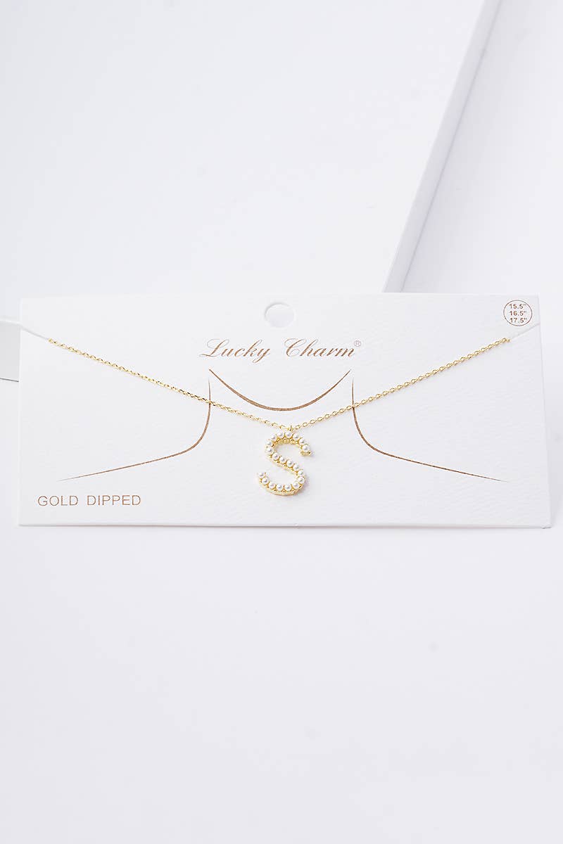 Gold Plated Pearl Initial Necklace
