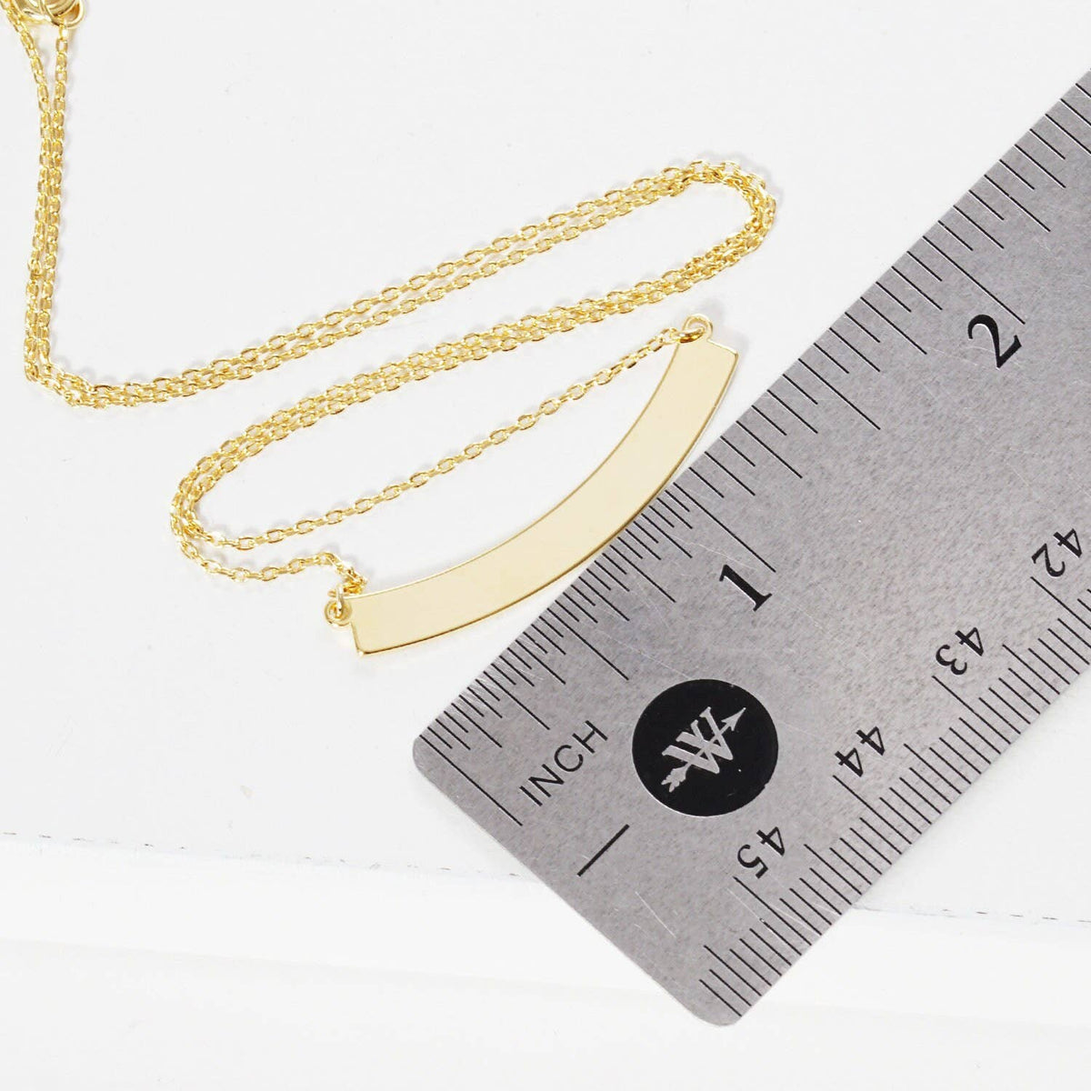 Gold Plated Curved Bar Necklace