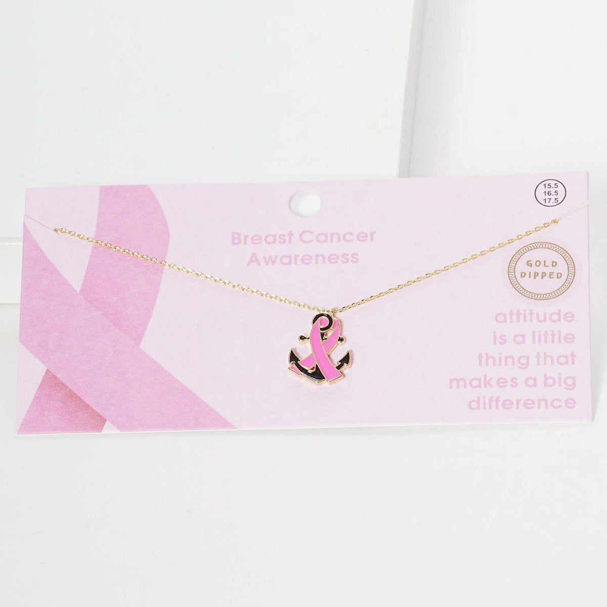 Breast Cancer Awareness Anchor Ribbon Necklace