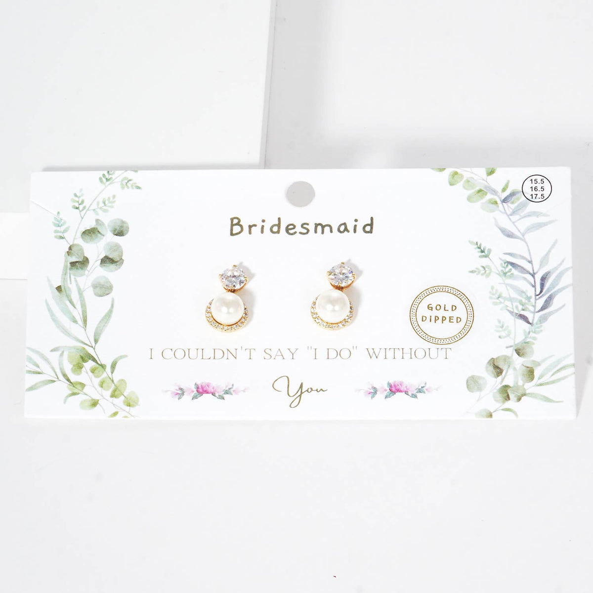 Bridesmaid Pearl & Cubic Zirconia Halo Drop Earrings