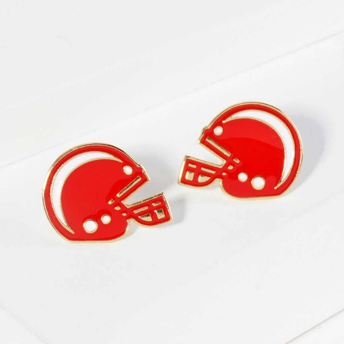 18K Gold Dipped Enamel Football Helmet Game Day Stud Earring