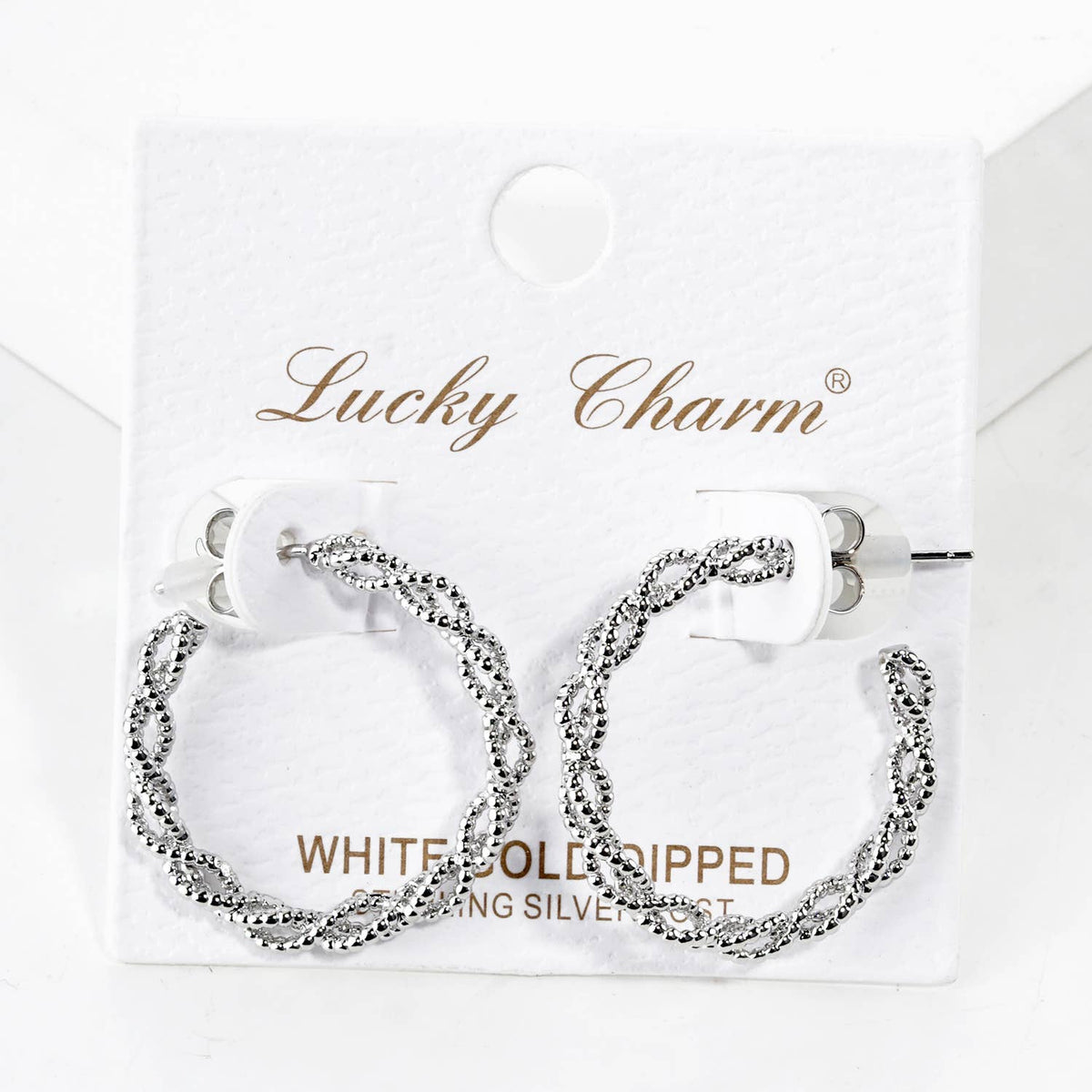 Twisted Textures Sterling Silver Post Hoop Earrings