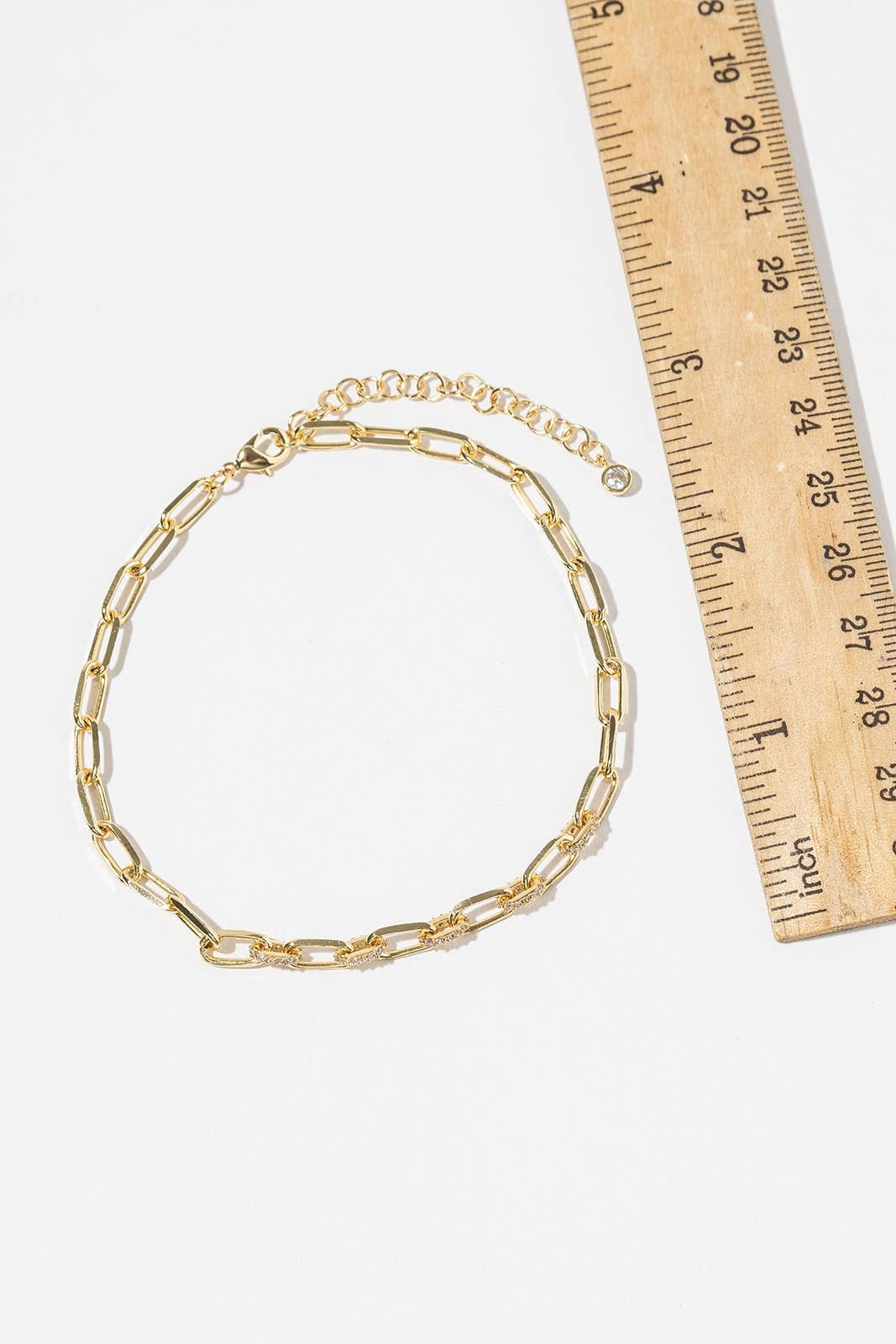 Cubic Zirconia Pave Link Paperclip Anklet