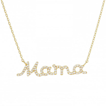 Gold Plated Mini Mama Script Necklace