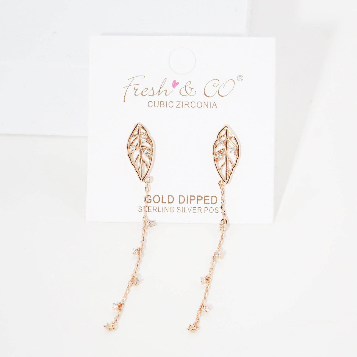 Gold Plated Leaf Drop Earrings