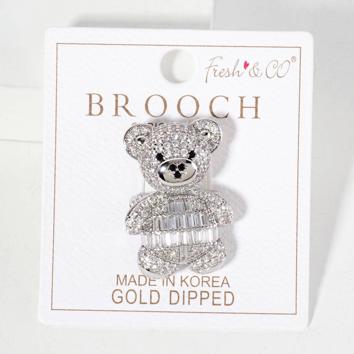 Teddy-Bear 18K-Gold-Dipped Brass Brooch