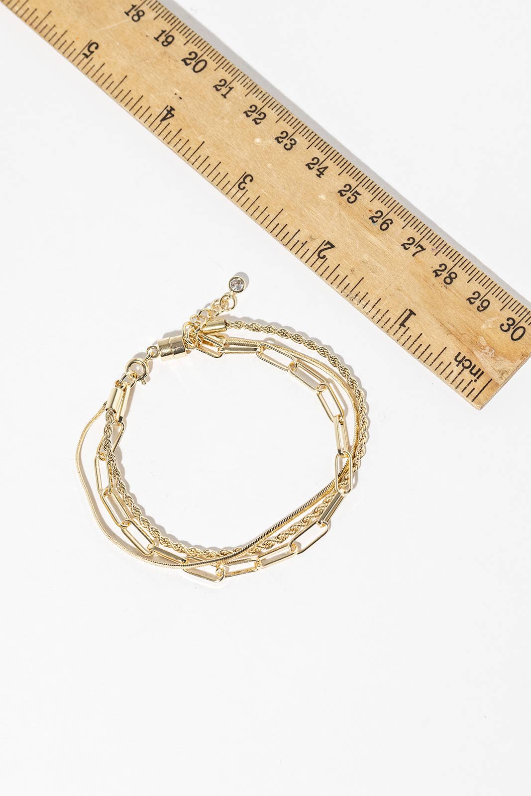 3-in-1 Layered Chain Bracelet with Easy Magnetic Clasp