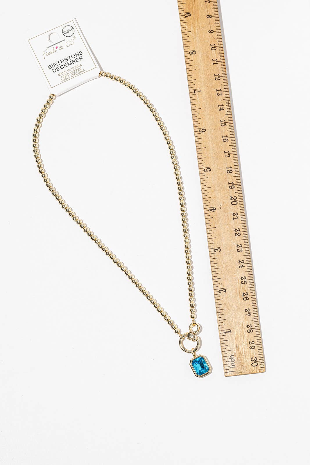 Birthstone Pendant Necklace – Gold-Dipped Ball Chain