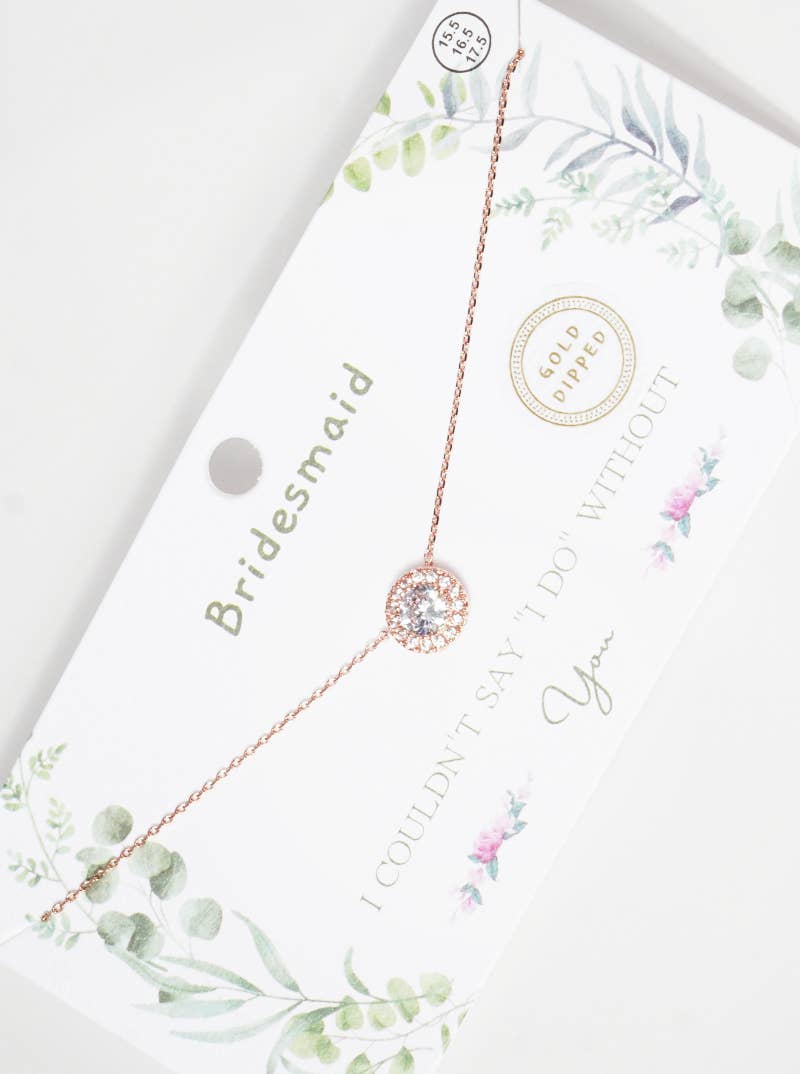 Bridesmaid Halo CZ Cluster Necklace