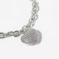 Pave Heart Charm Link Bracelet with Magnetic Clasp