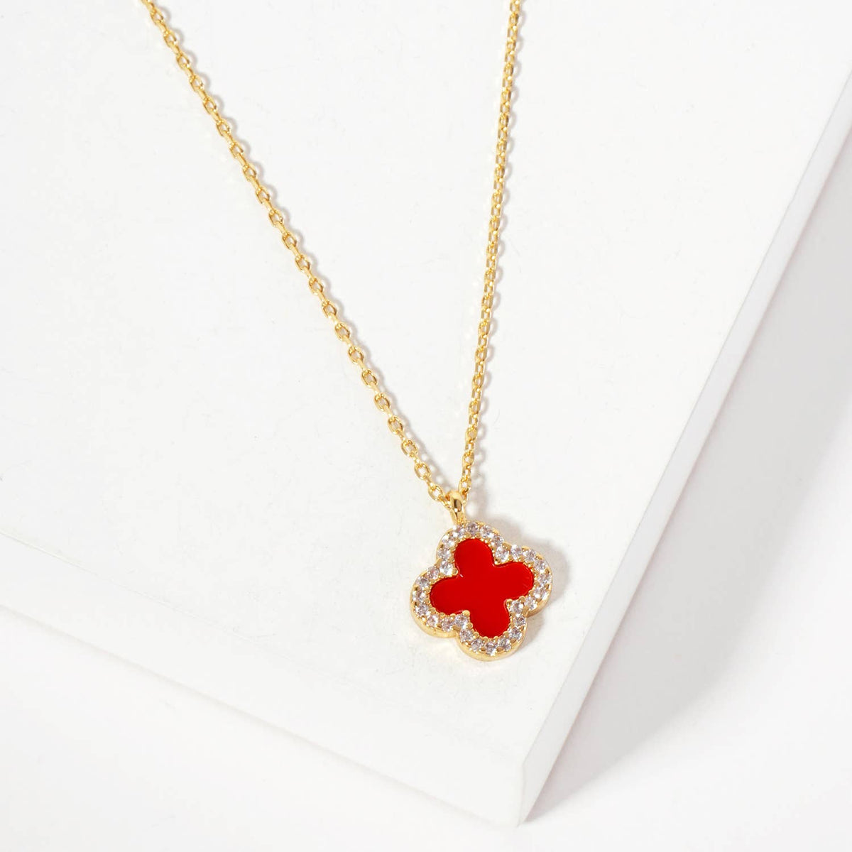 Pave-Set 11mm Quatrefoil Pendant Necklace