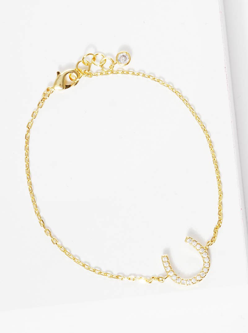 Minimalist Pavé Horseshoe Charm Bracelet