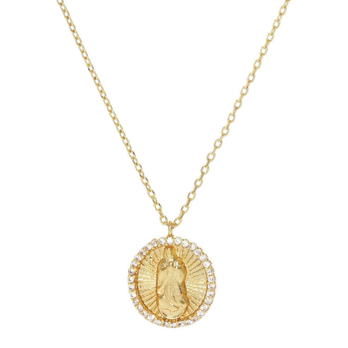 Gold Plated Virgin Mary Coin Pendant Necklace